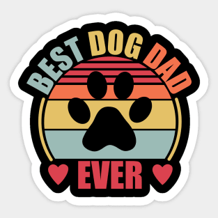 Best Dog Dad Ever | Retro Color Paw Sticker